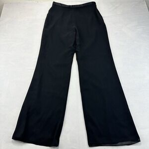 Liz Claiborne Women's Size 8 Black Wide Leg Dress Pants Satin Trim Formal